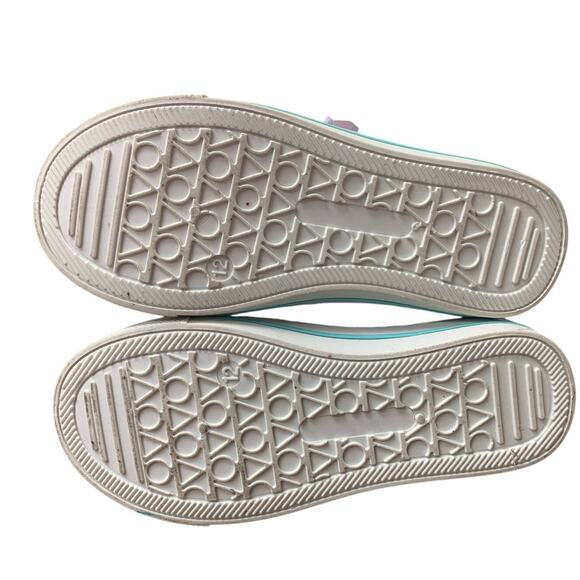 K KomForme Little Girls Size 12 Blue Pink Glitter Hook Loop Strap Sneaker Shoes - Picture 7 of 7